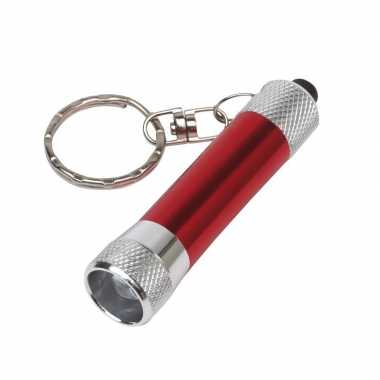 Camping 4x stuks mini zaklampen rood aan keychain kopen