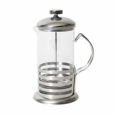Camping french press koffie/thee maker/cafetiere glas/rvs 350 ml kopen
