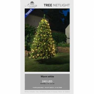 Camping kerstboom lichtnetten/netverlichting met timer 240 lampjes warm wit kopen