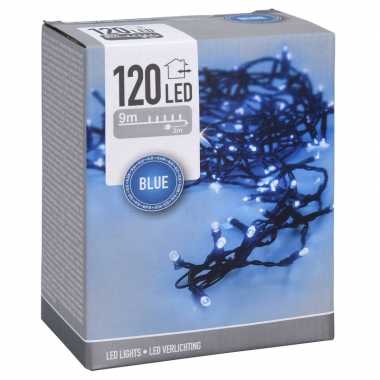 Camping kerstverlichting/feestverlichting lichtsnoeren 120 blauwe led lampjes buiten kopen
