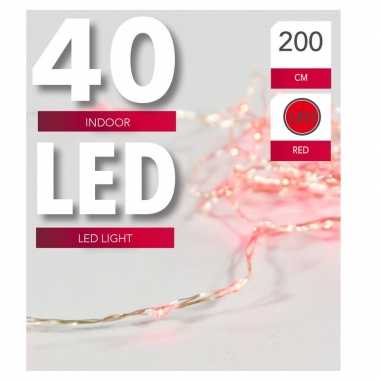 Camping verlichting lichtdraad 40 rode led lampjes op batterijen 200 cm kopen
