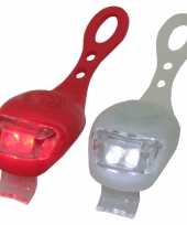 Camping 1x led fietsverlichting lampen set siliconen voor en achter kopen