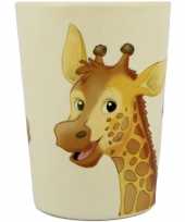 Camping 1x melamine bekers giraffe wit bruin 9 cm voor kinderen kopen