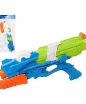 Camping 2x speelgoed waterpistolen met pomp wit blauw 41 cm kopen