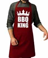 Camping bbq king barbeque schort keukenschort bordeaux rood voor heren kopen