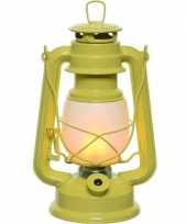 Camping draagbare gele lamp lantaarn 24 cm met led lampjes vlameffect verlichting kopen