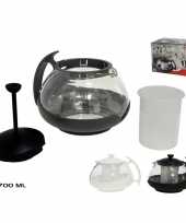 Camping french press koffie maker cafetiere glas wit 700 ml kopen