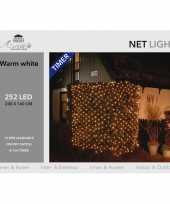 Camping kerstverlichting lichtnet met timer 252 lampjes warm wit 200 cm kopen