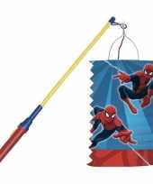 Camping marvel spiderman feestje treklampion 28 cm met lampionstokje kopen