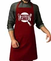 Camping master chef barbeque schort keukenschort bordeaux rood heren kopen