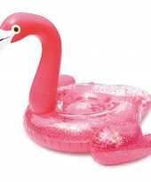 Camping opblaas roze glitter flamingo vogel ride on luchtbedje 138 x 140 x 98 cm kinderspeelgoed kopen