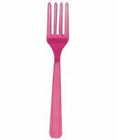 Camping plastic bestek vorken fuchsia roze 10x stuks kopen