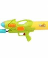 Camping speelgoed waterpistool met pomp groen geel 47 cm kopen