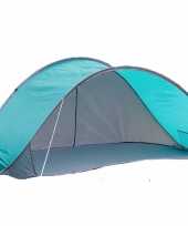 Camping strandtent beachshelter blauw met grijs 210 x 110 x 90 cm kopen