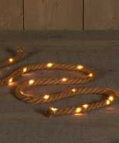 Camping touwverlichting lichtsnoer jute 20 lampjes met timer op batterij kopen