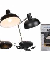 Camping zwarte retro tafellamp bureaulamp metaal 35 cm kopen